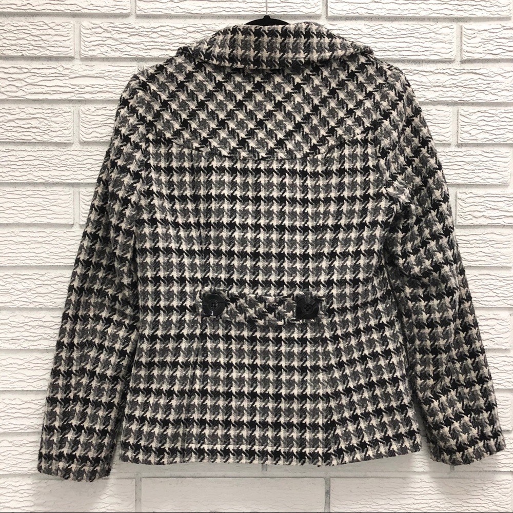 Houndstooth Tweed-Look Cropped Peacoat